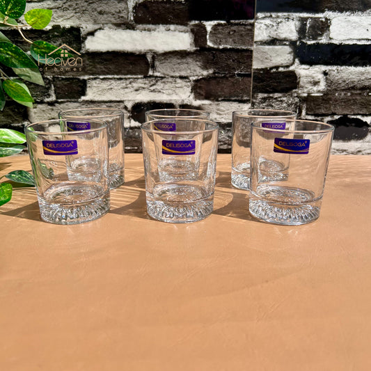 Delisoga® 6-Peice 225ml Glass Tumblers – Transparent Glasses for Water, Juice, Cocktails & Beverages