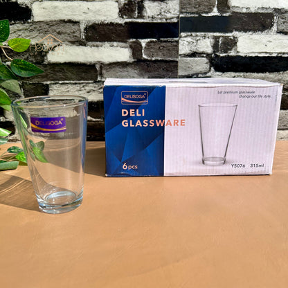 Delisoga® 6-Peice 315ml Glass Tumblers – Transparent Glasses for Daily Use - Y5076