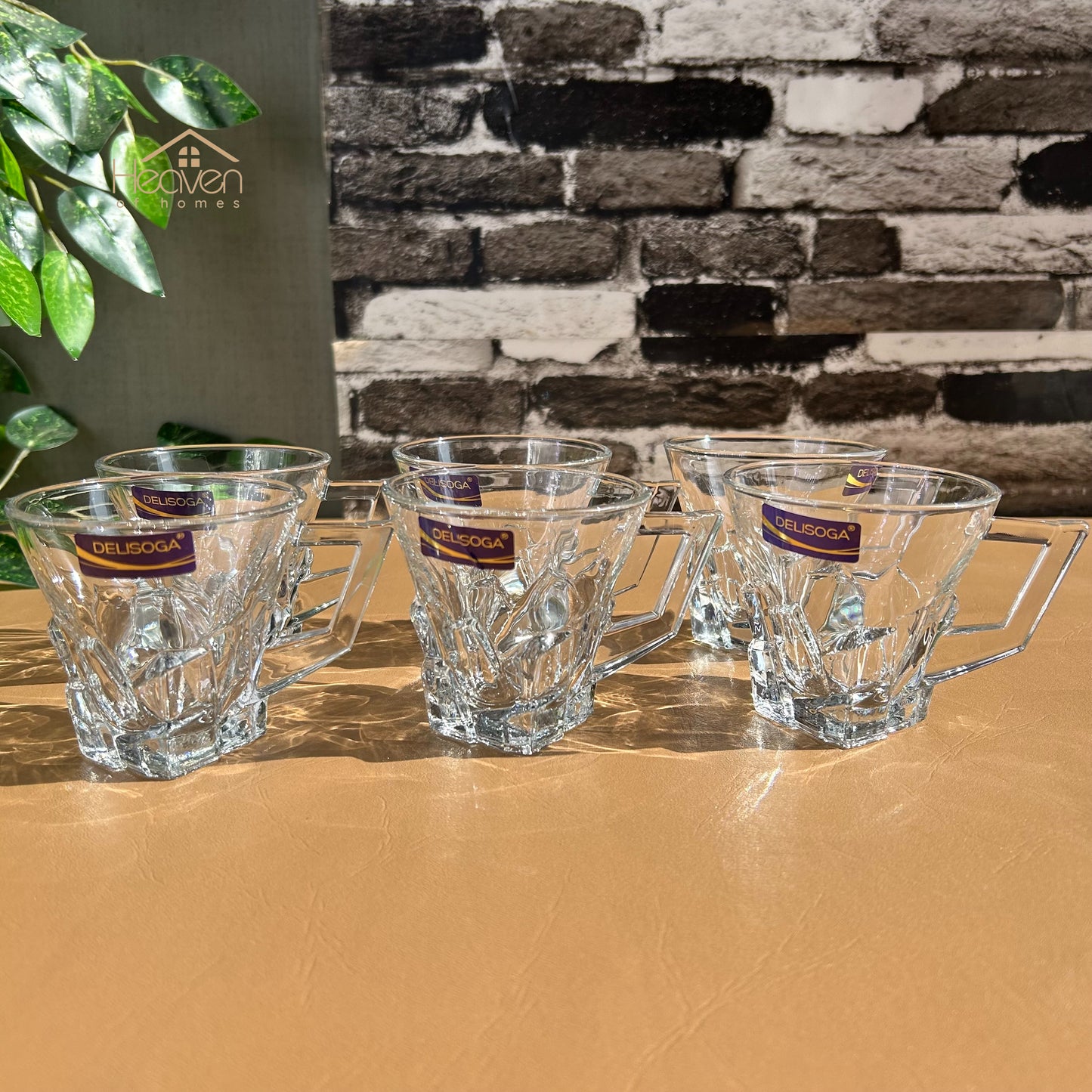 Delisoga® Set of 6 Clear Glass Coffee & Tea Mugs – 155 ml Elegant Cup Design