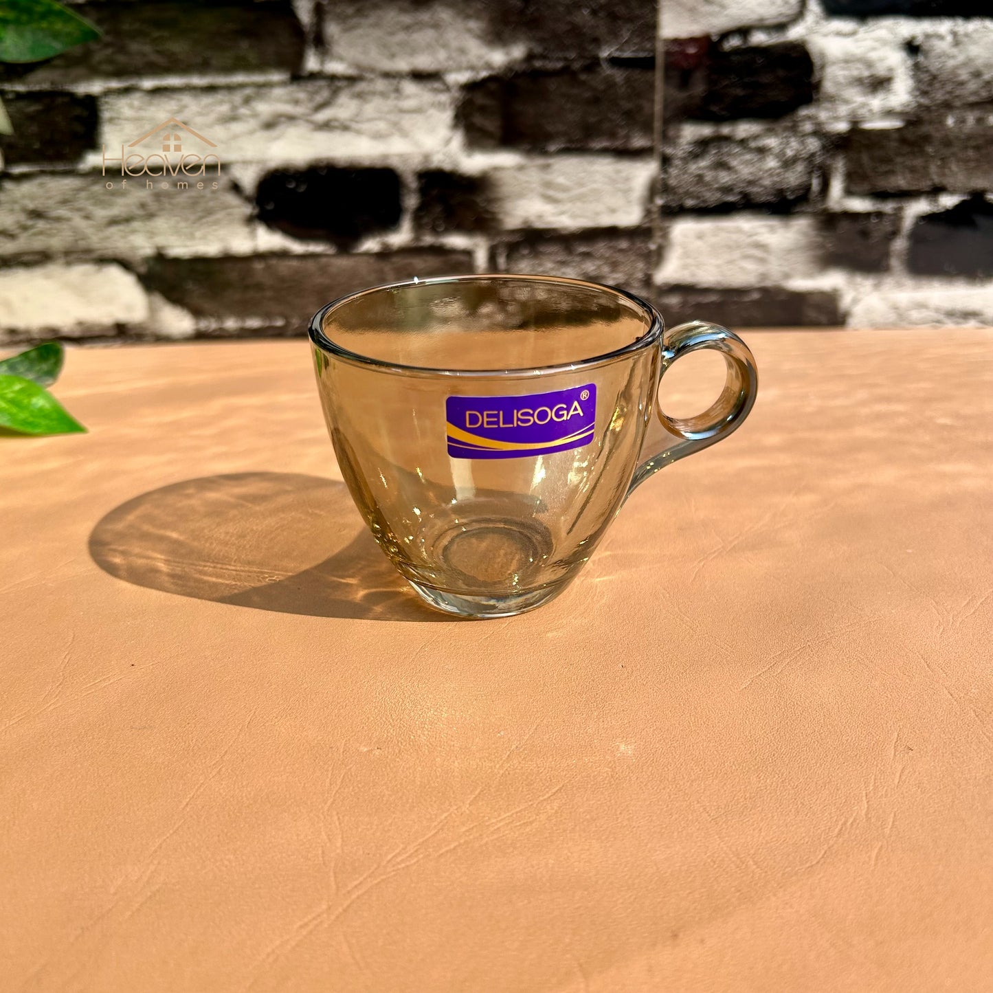Delisoga® Set of 6 Brown Transparent Tea & Coffee Mugs – 210ml Clear Glassware