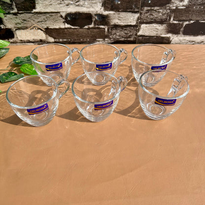 Delisoga® 6-Piece 190ml Glass Mug Set – Clear, Heat-Resistant Cups for Tea & Coffee CF036