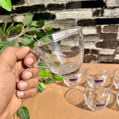 Delisoga® 6-Piece 190ml Glass Mug Set – Clear, Heat-Resistant Cups for Tea & Coffee CF036