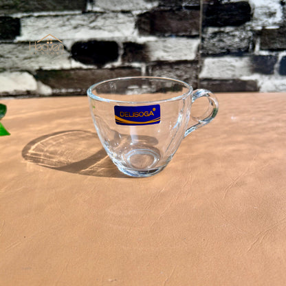 Delisoga® 6-Piece 190ml Glass Mug Set – Clear, Heat-Resistant Cups for Tea & Coffee CF036