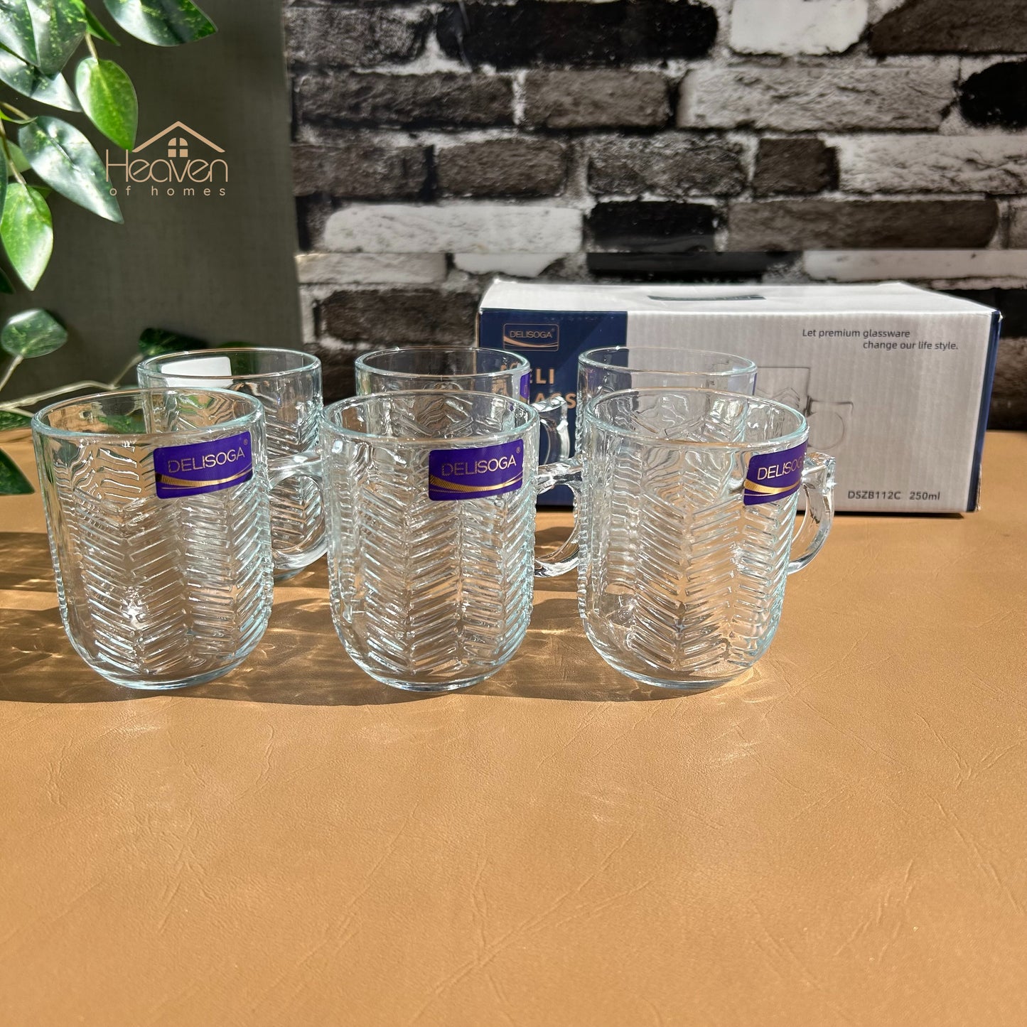 Delisoga® Set of 6 Clear Glass Coffee & Tea Mugs – 250 ml Elegant Cup Design