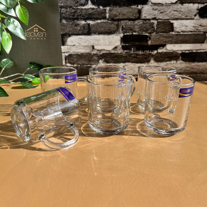 Delisoga® Set of 6 Clear Glass Mugs – 240ml Elegant Style