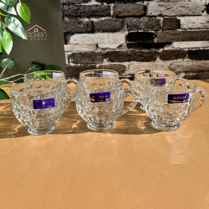 Delisoga® Set of 6 Clear Glass Coffee & Tea Mugs – 210ml Elegant Cup Design