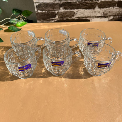 Delisoga® Set of 6 Clear Glass Coffee & Tea Mugs – 210ml Elegant Cup Design