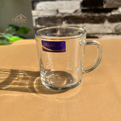 Delisoga® Set of 6 Clear Glass Mugs – 240ml Elegant Style