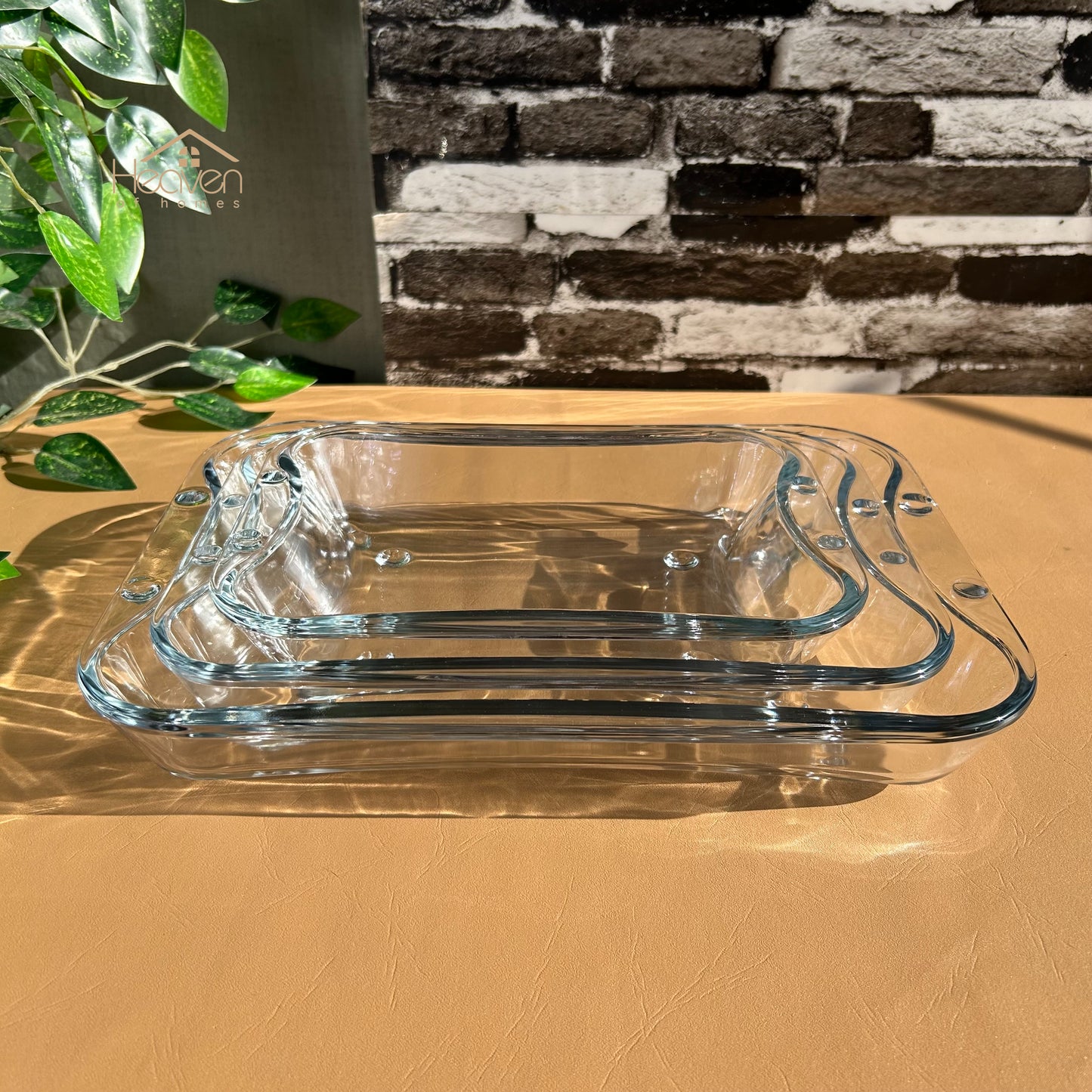 Norex Oven Dishes Set of 3 Transparent Baking Dishes Clear Glass Shatter Proof Dish Set