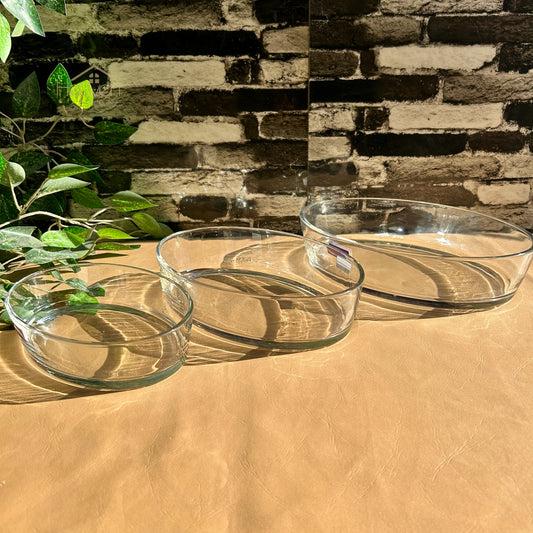 Delisoga® Set of 3 Clear Glass Oval Serving Dishes | Microwave Safe Roasting Dishes P137/L3