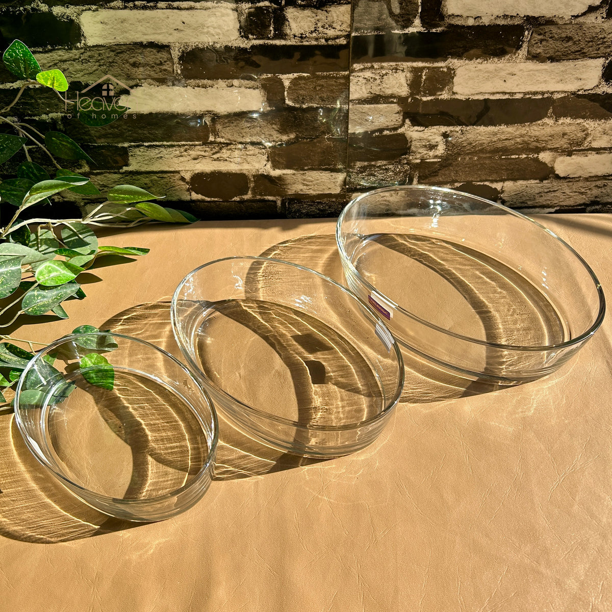 Delisoga® Set of 3 Clear Glass Oval Serving Dishes | Microwave Safe Roasting Dishes P137/L3