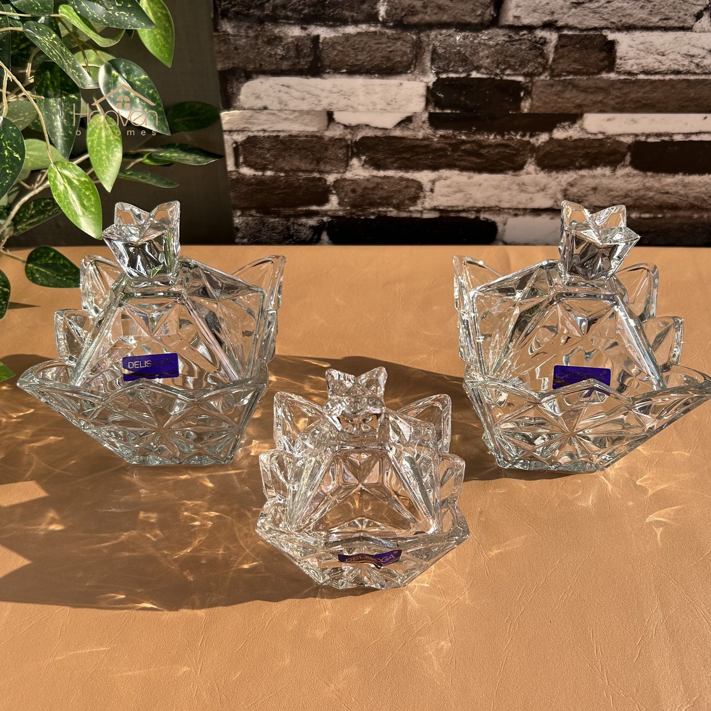 Delisoga® Crystal Candy Dish Set of 3 Elegant Candy Jars for Sweets & Treats