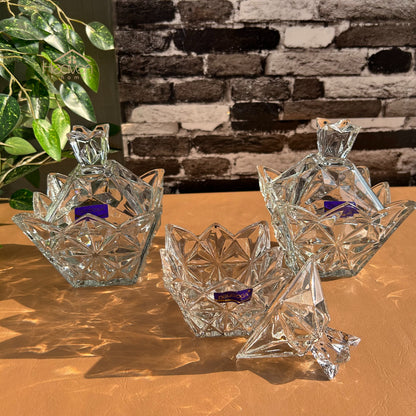 Delisoga® Crystal Candy Dish Set of 3 Elegant Candy Jars for Sweets & Treats