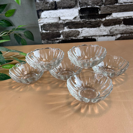 Royal Set of 6 Fruit Bowls Transparent Glass 3 Inches Each Clear Glass Custard Bowls Lovely Bowls