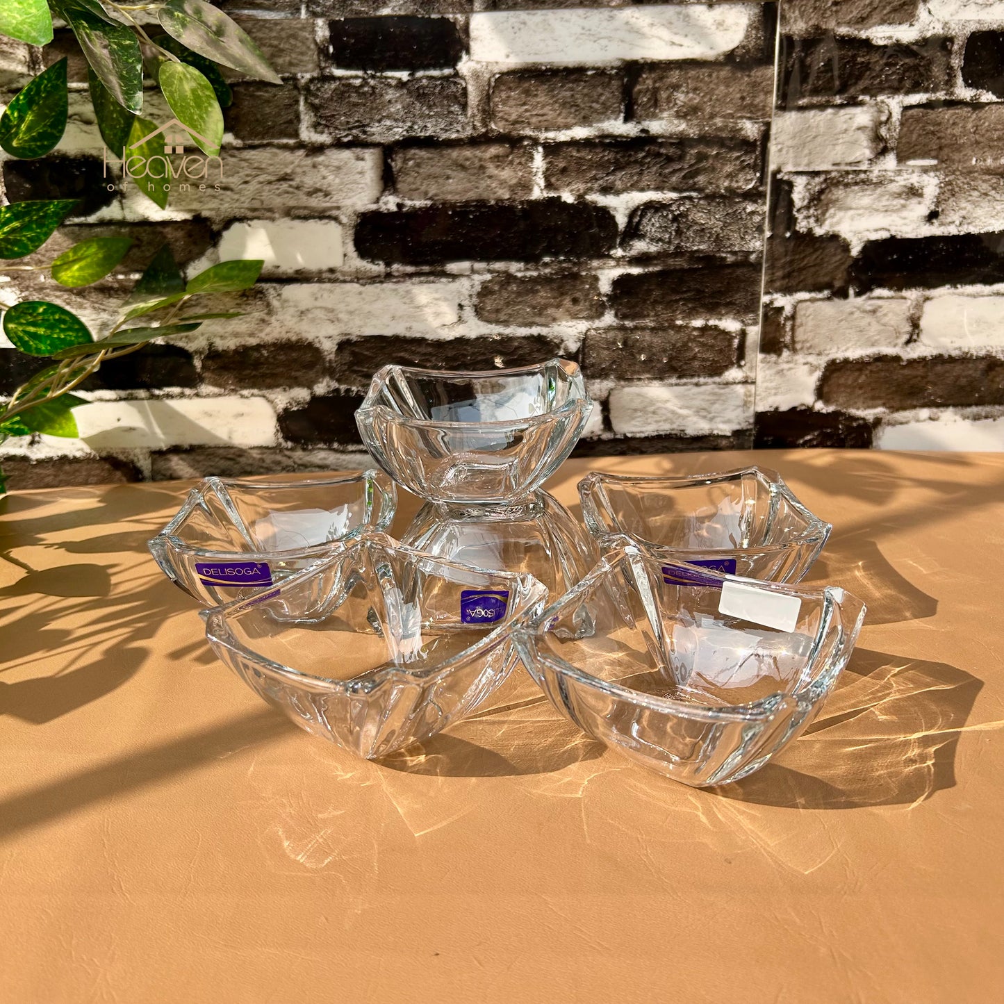 Delisoga® 7-Piece Clear Glass Premium Glass Fruit Serving Set – Elegant Glassware Collection