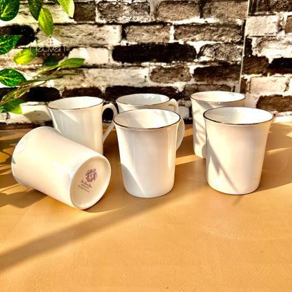 Heaven Set of 6 Weightless White Bone China Mugs – Elegant & Durable  225 ML