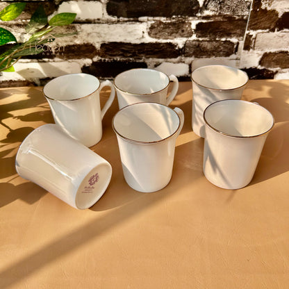 Heaven Set of 6 Weightless White Bone China Mugs – Elegant & Durable  225 ML