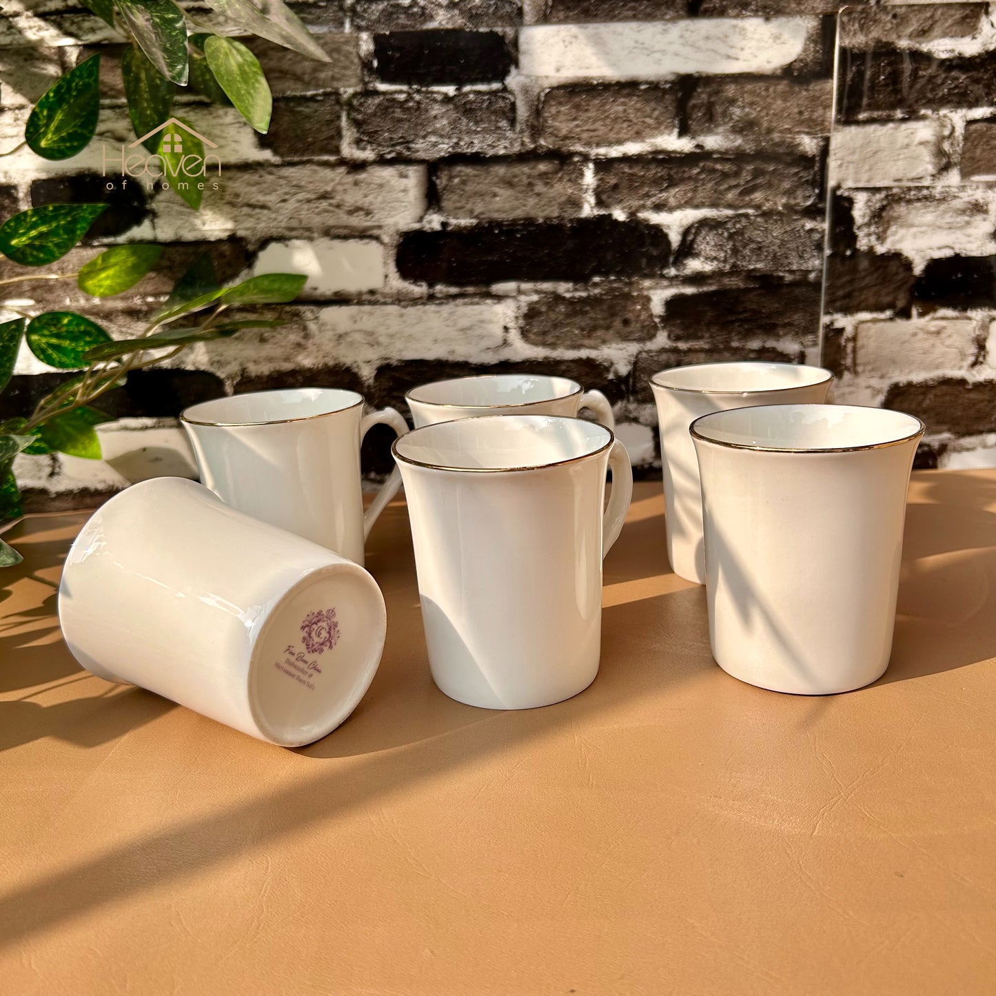 Heaven Set of 6 Weightless White Bone China Mugs – Elegant & Durable  225 ML