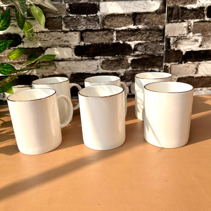 Heaven Set of 6 Weightless White Bone China Coffee & Tea Mugs – Elegant & Durable  300 ML