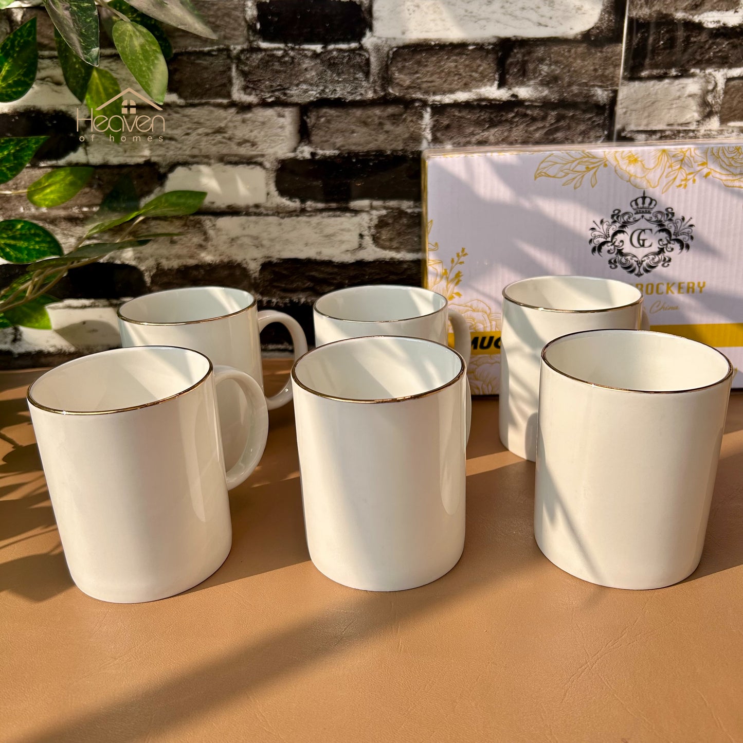 Heaven Set of 6 Weightless White Bone China Coffee & Tea Mugs – Elegant & Durable  300 ML