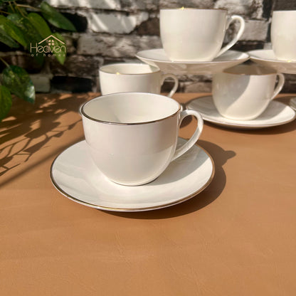 Bone China Cup and Saucer Set – Weightless Perfection with Golden Rim