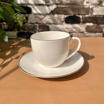 Bone China Cup and Saucer Set – Weightless Perfection with Golden Rim