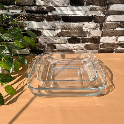 Heaven Set of 2 Square Baking Dishes Clear Glass Serving & Baking Dish 2 Pieces