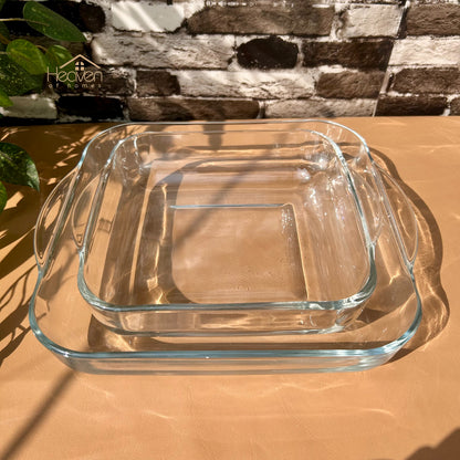 Heaven Set of 2 Square Baking Dishes Clear Glass Serving & Baking Dish 2 Pieces