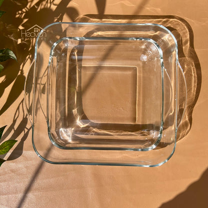 Heaven Set of 2 Square Baking Dishes Clear Glass Serving & Baking Dish 2 Pieces