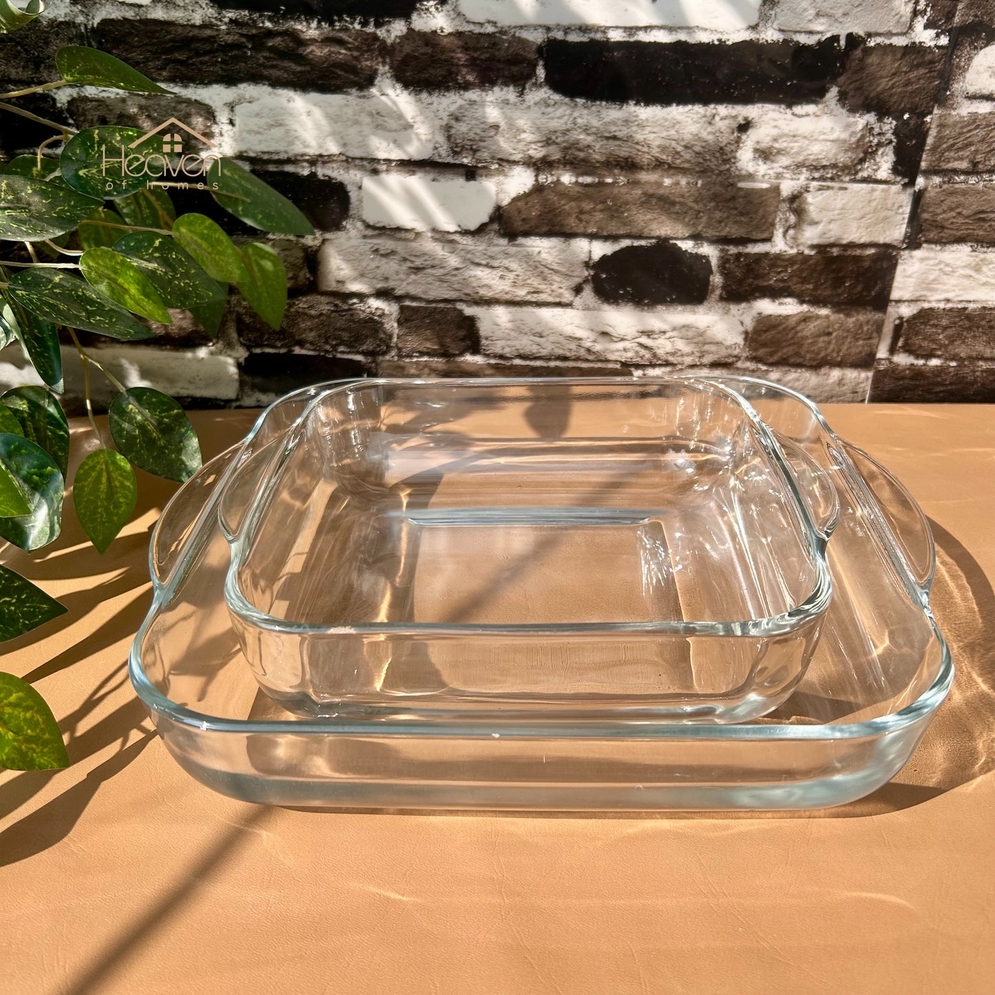 Heaven Set of 2 Square Baking Dishes Clear Glass Serving & Baking Dish 2 Pieces