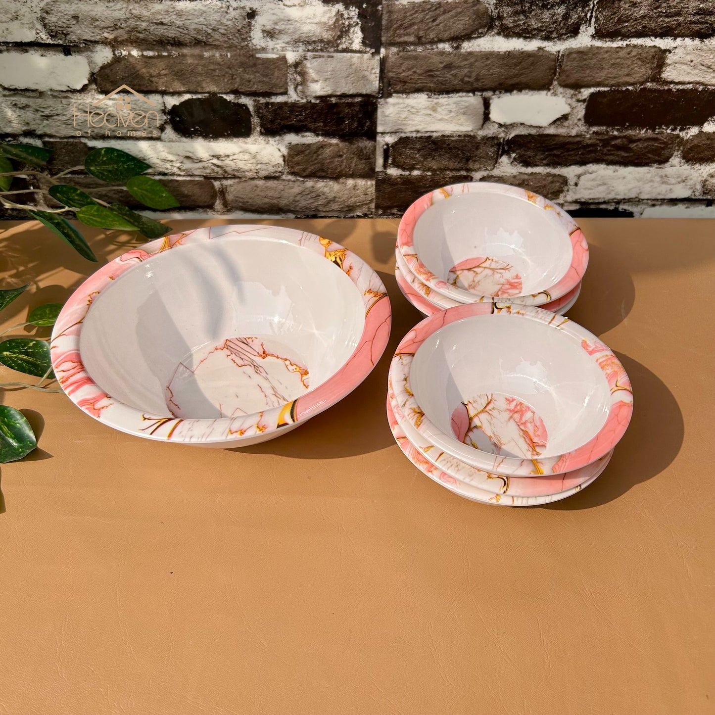 Heaven Set of 7 Melamine Fruit Set Double Glaze Heavy Material