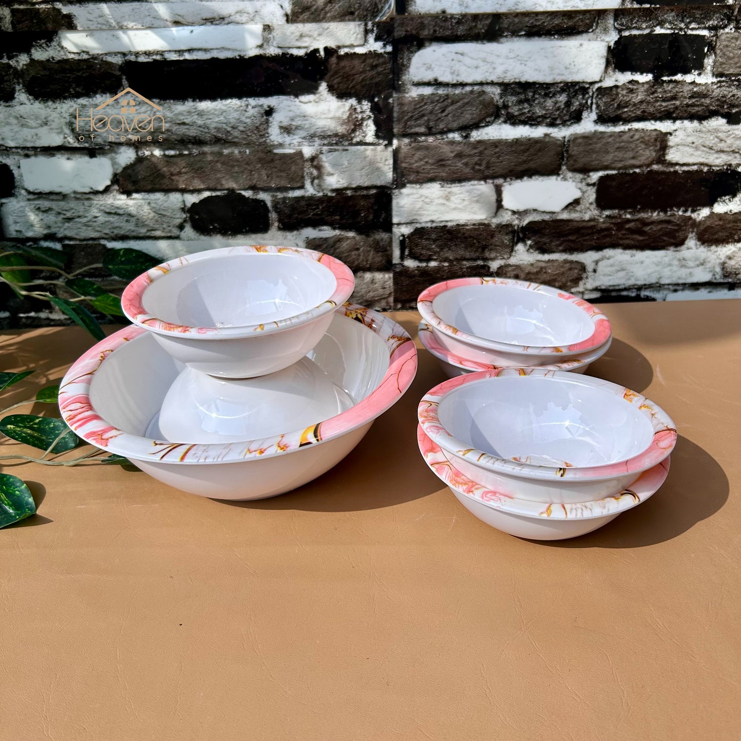 Heaven Set of 7 Melamine Fruit Set Double Glaze Heavy Material