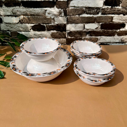 Heaven Set of 7 Melamine Fruit Set Double Glaze Heavy Material