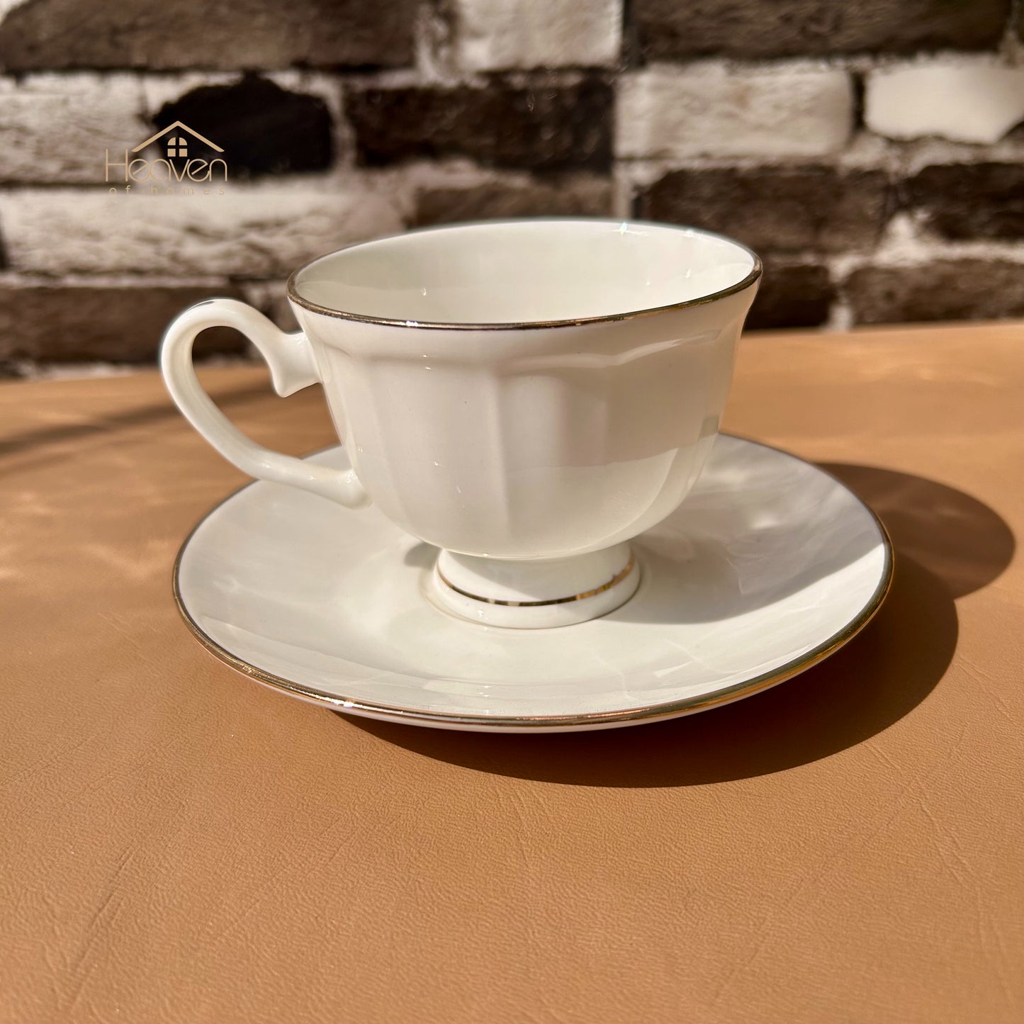 Bone China Set of 6 Cup and Saucer Set– Weightless Perfection with Golden Rim Lining - Heaven of homes - Sale Pakistan