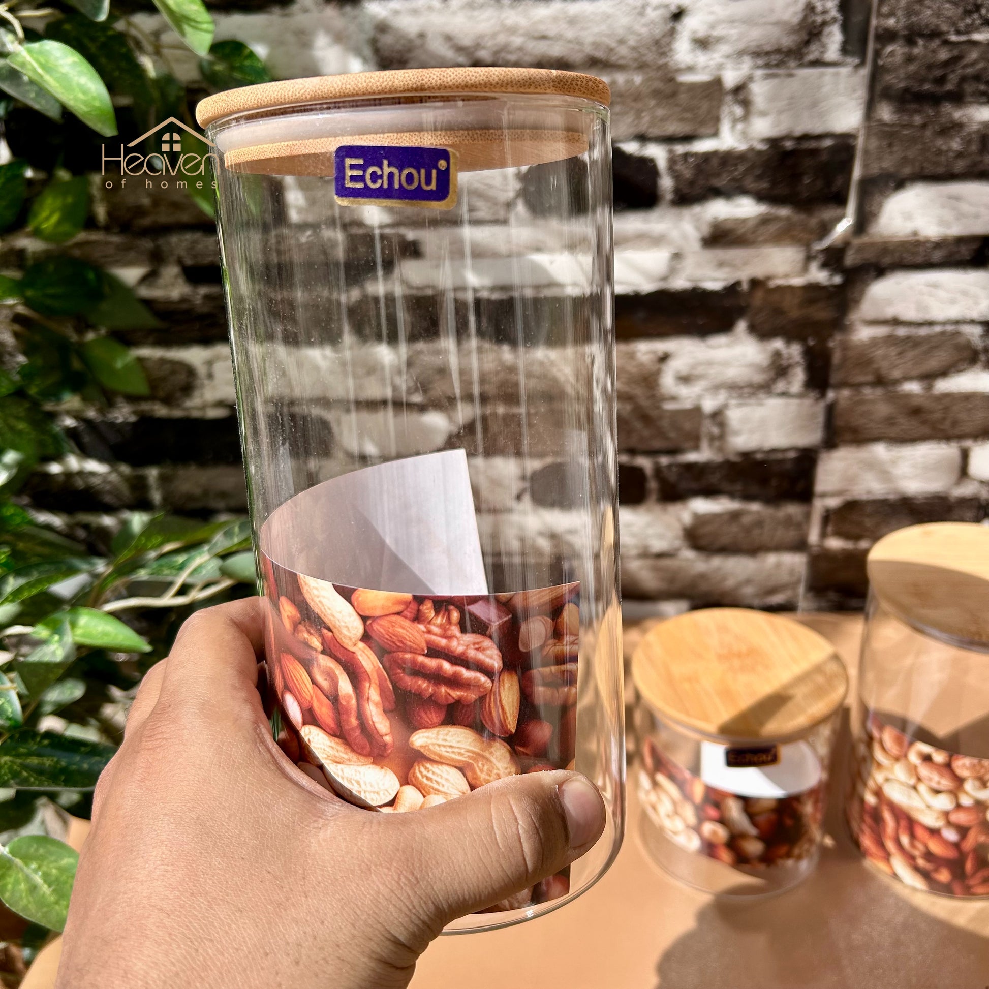 Imperial 3-Piece Glass Jar Set with Bamboo Lids | Premium Glass Storage Containers - Heaven of homes - Sale Pakistan
