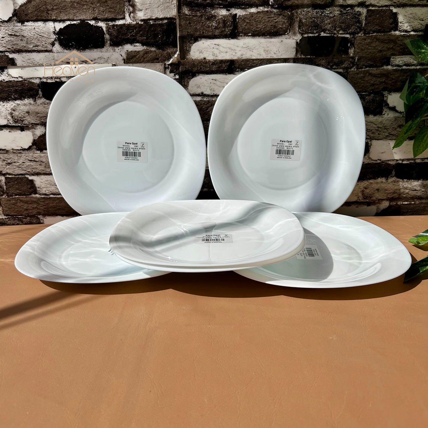 Opal® Set of 18 Pieces Marble Plate Set White– Stain-Proof and Microwave Safe Dinner Set Imported Square
