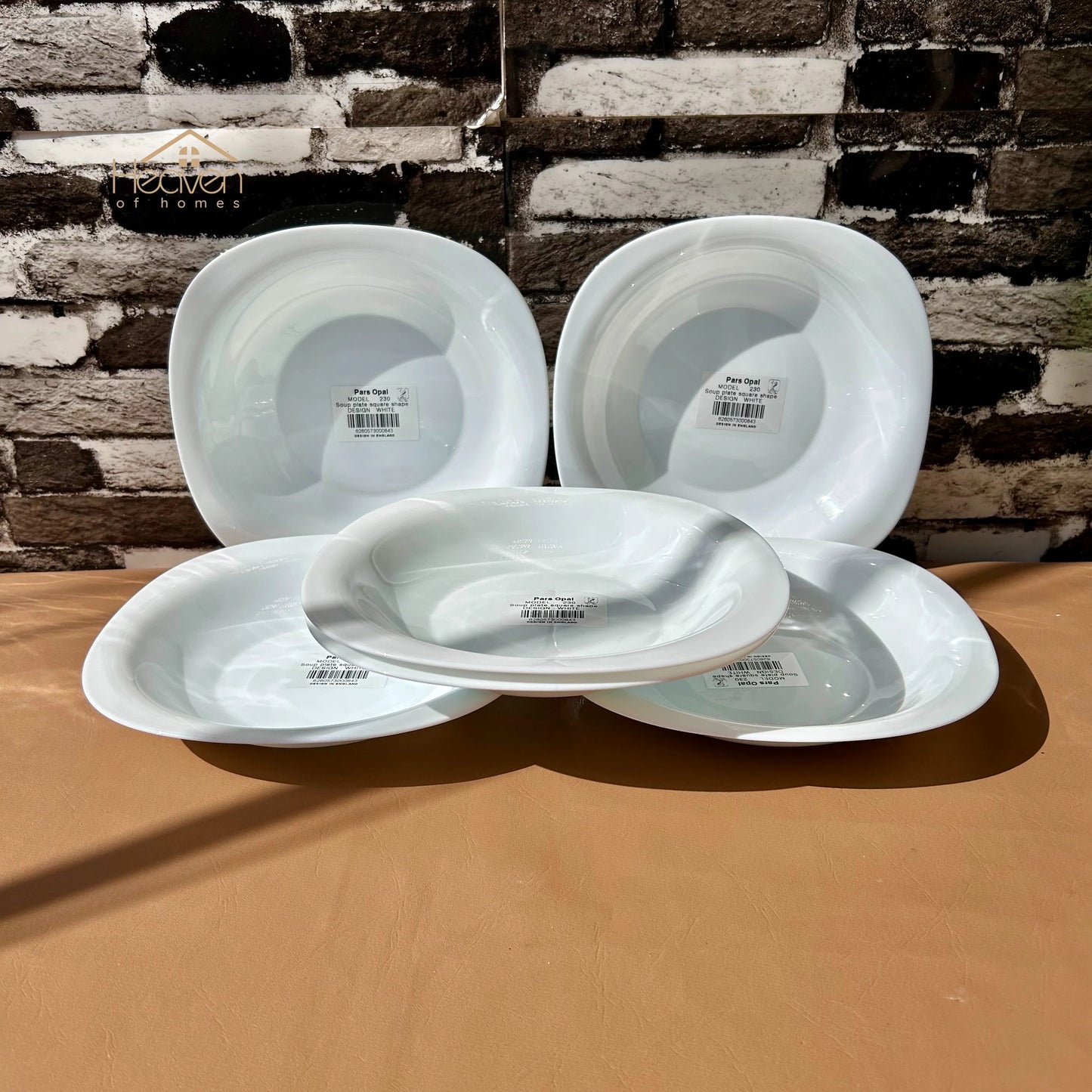 Opal® Set of 18 Pieces Marble Plate Set White– Stain-Proof and Microwave Safe Dinner Set Imported Square