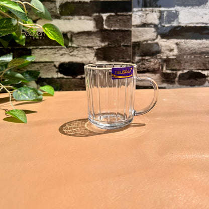 Delisoga® Transparent Clear Glass Cofee & Tea Mugs 240 ML Set of 6 Tempered ZB24E