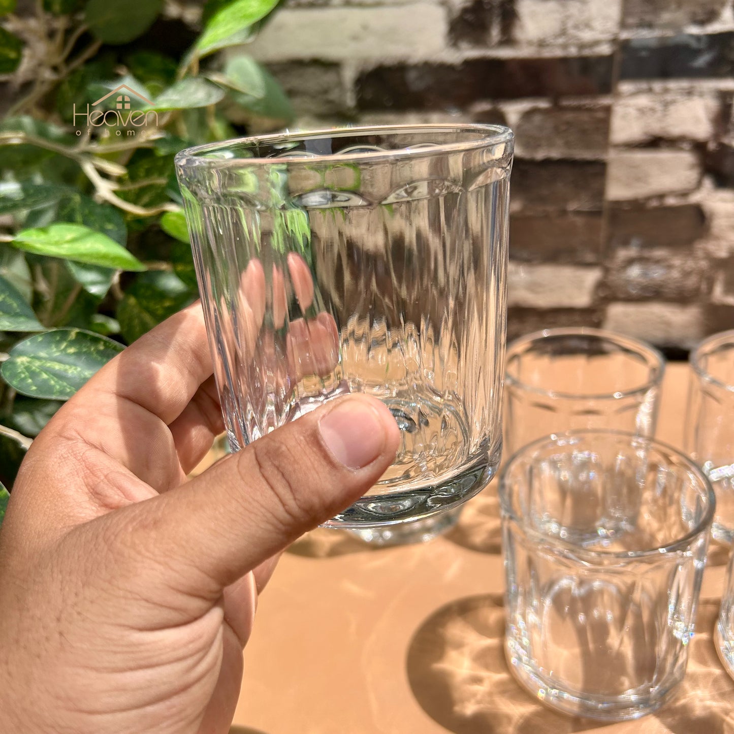 Delisoga® Set of 6 Clear Drinking Glasses – Transparent 340ml Tumblers for Water, Juice & Cold Beverages - KB245B