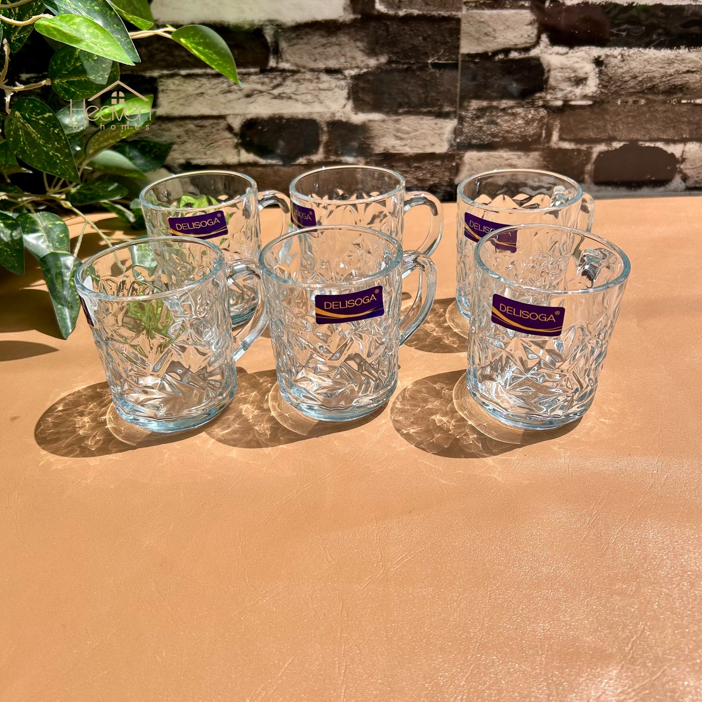 Delisoga® Set of 6 Mugs 240ml Clear Glass Mug – Coffee & Juice Mug with Handle - ZB24B