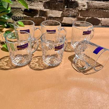 Delisoga® 6-Piece Clear Glassware Set – 220ml Stylish Tea & Coffee Mugs for Daily Use - ZB152