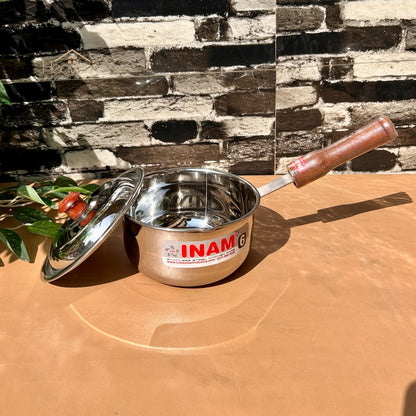 Heaven Heavy-Gauge Stainless Steel Sauce Pan with Wooden Handle