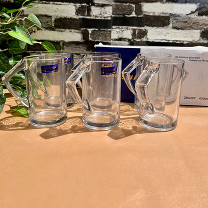 Delisoga® Juice Mugs 430 ML Each Fine Glass Material Milk Shake Mug Set of 6 ZB4307