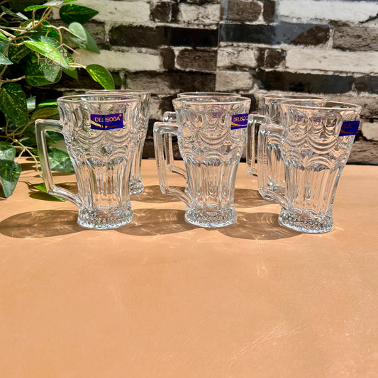 Delisoga® Set of 6 Clear Glass Mugs – 250ml Juice & Milkshake Cups Made from Fine Glass DSZB226