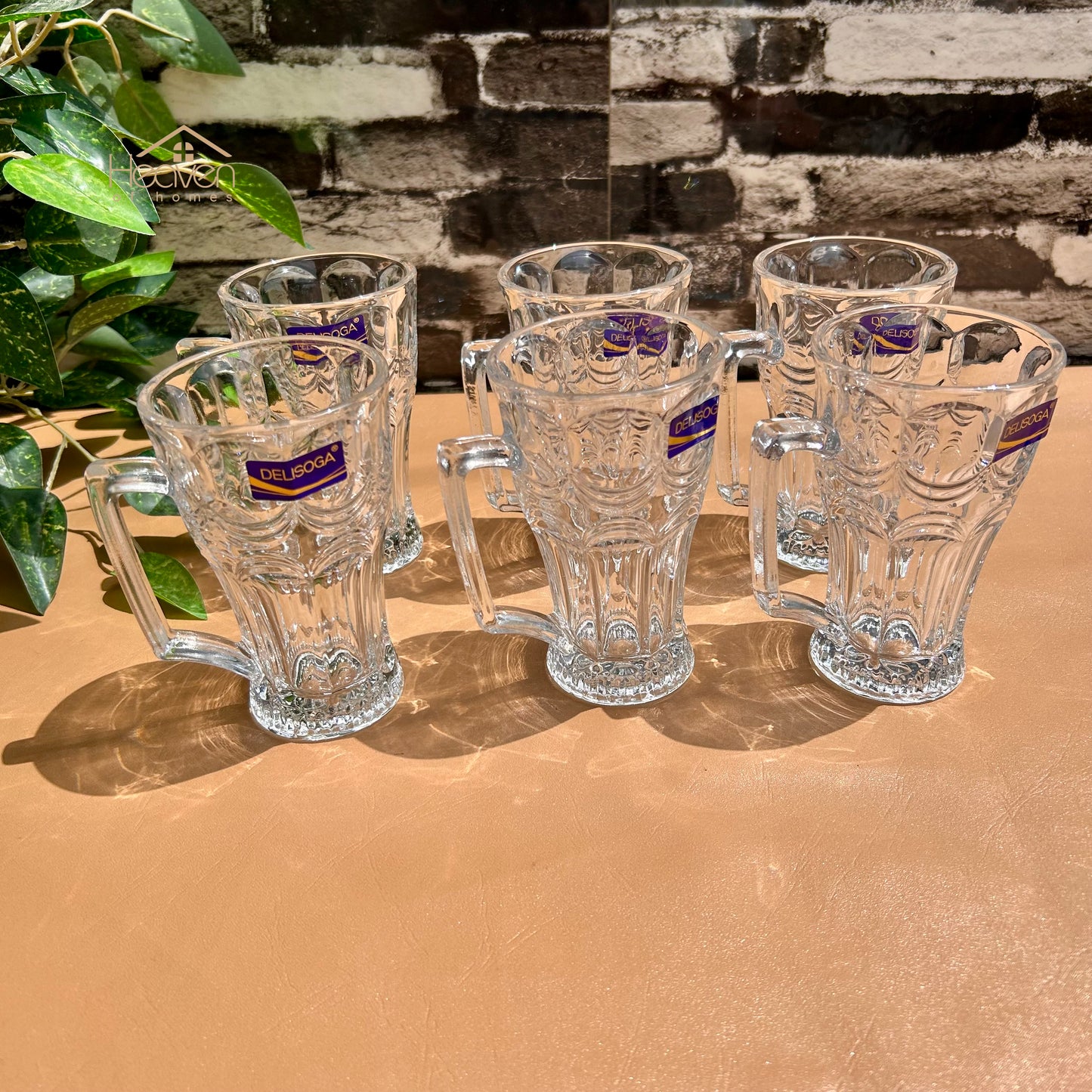 Delisoga® Set of 6 Clear Glass Mugs – 250ml Juice & Milkshake Cups Made from Fine Glass DSZB226