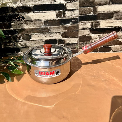 Heaven Heavy-Gauge Stainless Steel Sauce Pan with Wooden Handle