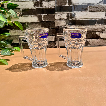 Delisoga® Set of 6 Clear Glass Mugs – 250ml Juice & Milkshake Cups Made from Fine Glass DSZB226