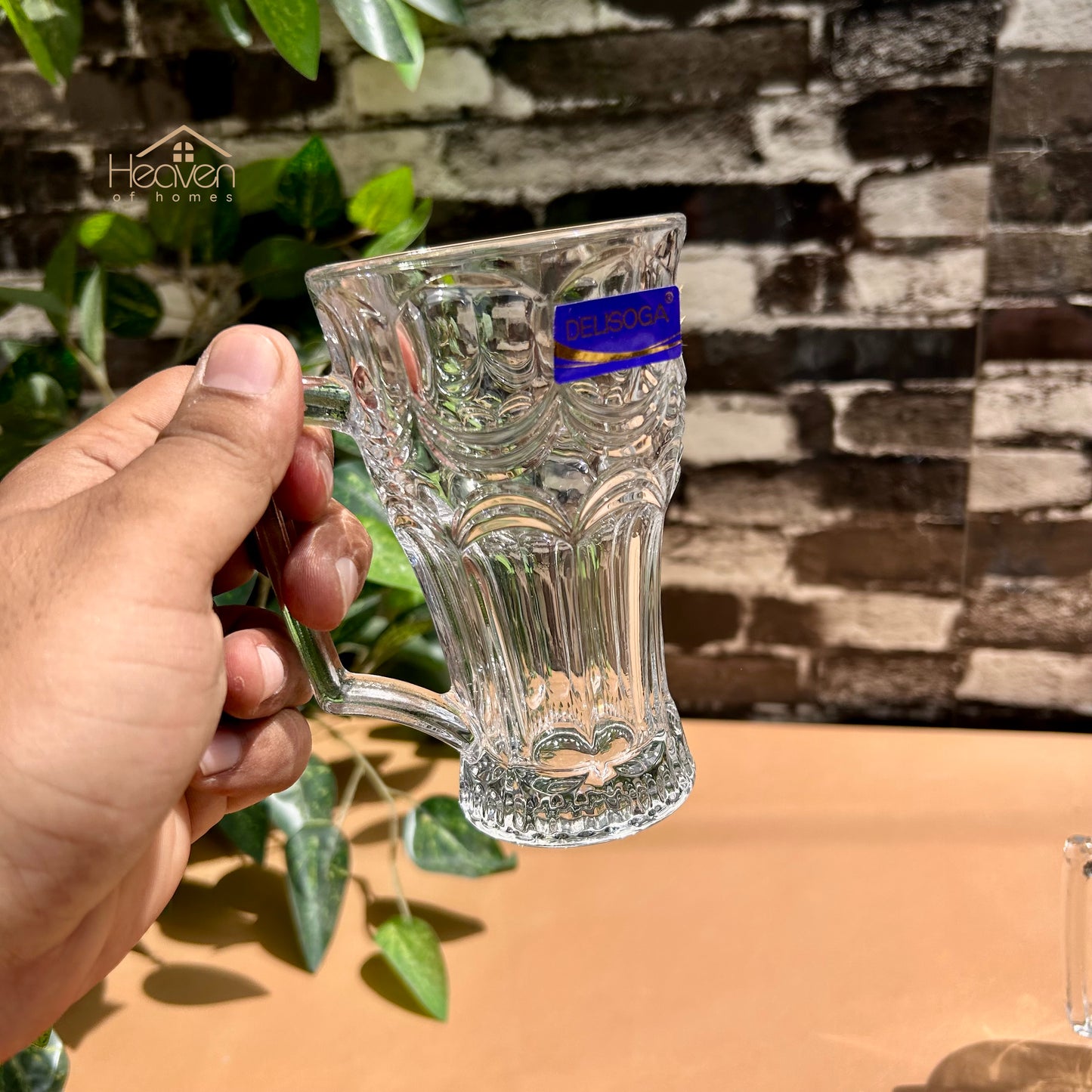 Delisoga® Set of 6 Clear Glass Mugs – 250ml Juice & Milkshake Cups Made from Fine Glass DSZB226