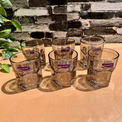 Delisoga® Set of 6 Drinking Glasses – 285ml Clear Glass Tumblers for Everyday Use