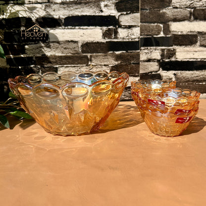 Deli® Imported 7-Piece Golden Glass Fruit & Dessert Bowl Set - GD125B/L7HA - 248mm/115mm